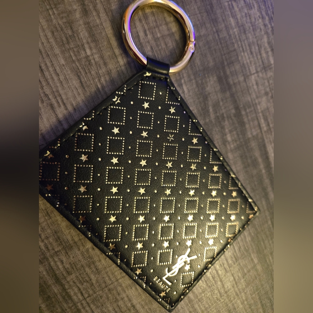YSL Beauté Mirror Keychain, Black/Gold, With Protective Film Intact